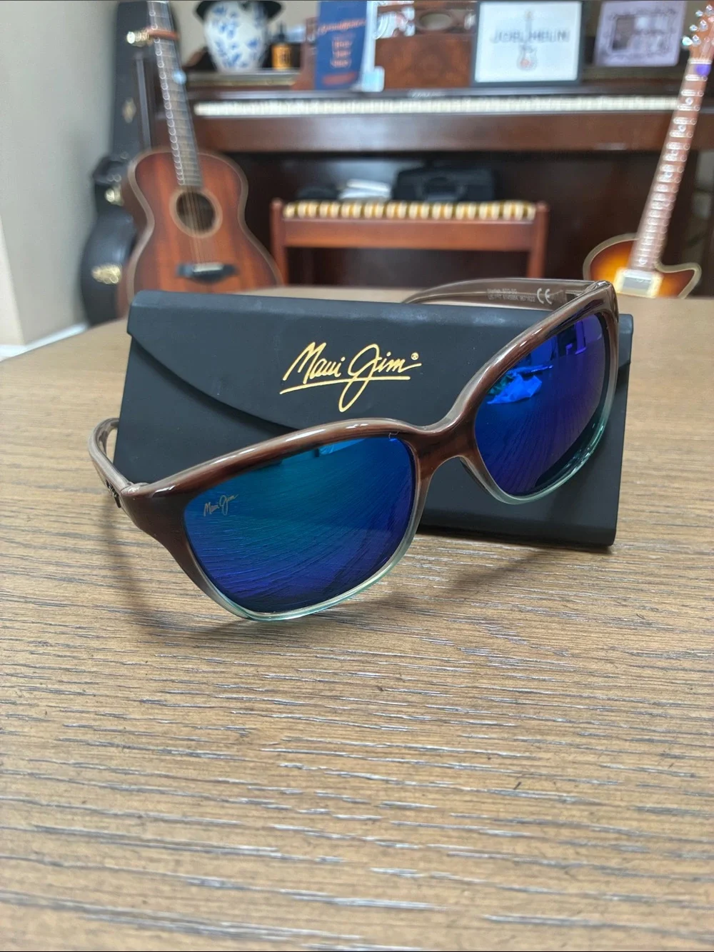 Maui Jim Brown Frame Blue Mirrored Polarized Sunglasses